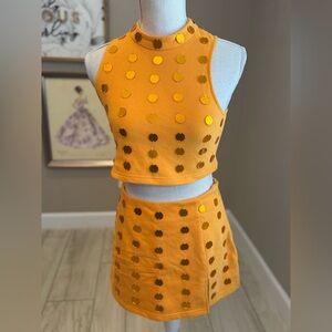 New! QUEEN OF SPARKLES Orange Mirror Tank & Skort Set